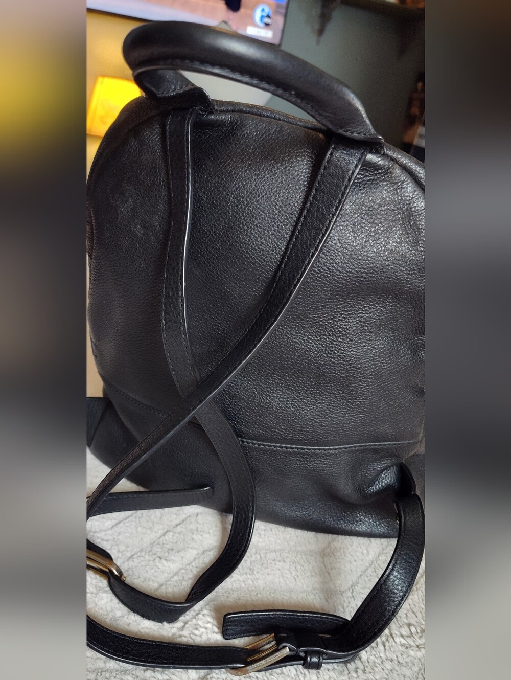 Vintage! Tory Burch Black Leather Backpack - Picture 9 of 16